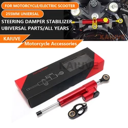 KAIUVE 255MM Universal Motorcycle Steering Damper Stabilizer for YAMAHA HONDA KAWASAKI SUZUKI DUCATI BMW and Electric Scooter