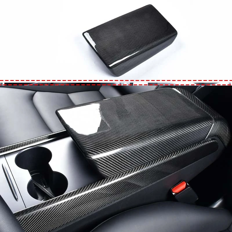 

Central Console Front Seat Water Cup Holder Panel Decoration Cover Trim Fit For Tesla Model 3 2018 2019 2020 Real Carbon Fiber