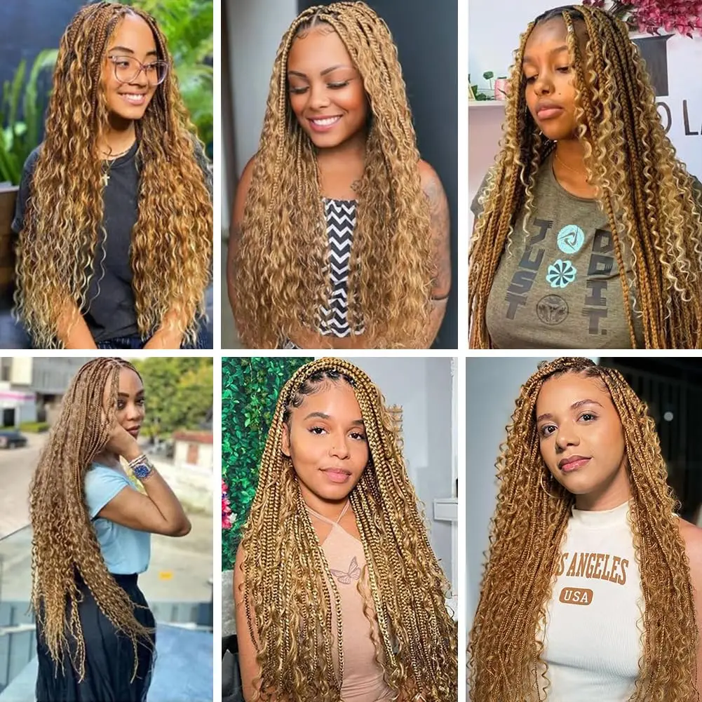 Honey Blonde Boho Braids Human Hair No Weft Bulk Braiding Hair 100% Remy Human Hair Boho Knotsless Braids 100g Bulk Human Hair