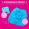Blue travel laundry bag, 21” x 22”. Zipper and drawstring closure. Expandable, foldable, and durable for suitcase organization 2
