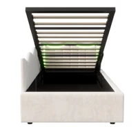 Canapé lit rembourré 90x200 avec éclairage LED, lit banquette 1 place, Lit Coffre avec sommier à Lattes et Rangement, lit simple pour enfant, sans Matelas 8