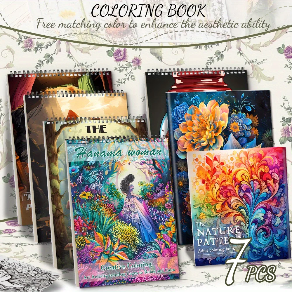 7pcs new dog and cat diary, nature series, magic series for the theme of the coloring book, with riding nails and YO ring two de