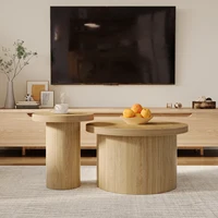 Anajqaqia Lot de 2 tables basses 66*66*40+40*40*46 cm, table ronde double, table d'appoint, table de salon multifonctionnelle 4