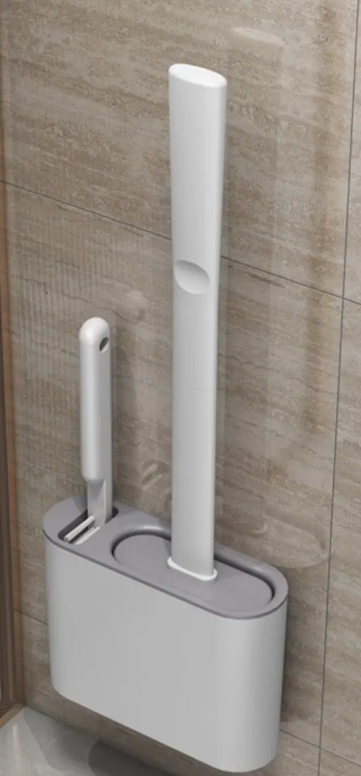 Silicone Toilet Brush With Holder Box Wall Mounted TPR Holder Set Household Artifact Bathroom Daily Cleaning Tools Accessories photo review