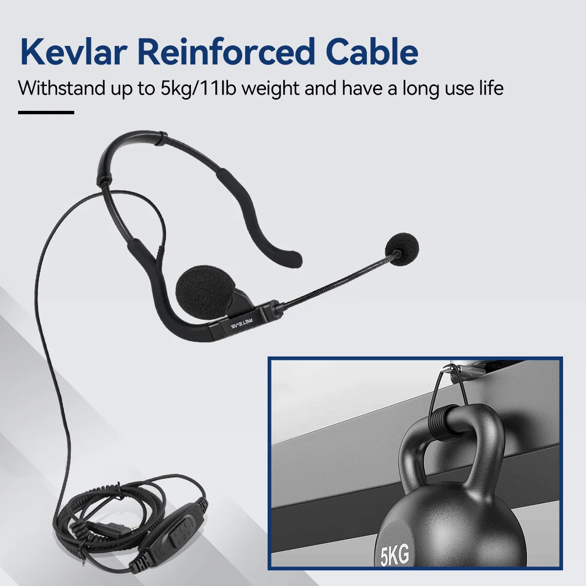 EHK014 RT3S Walkie Talkie Headset K2 Pin Connector PTT Portable Earpieces Coiled