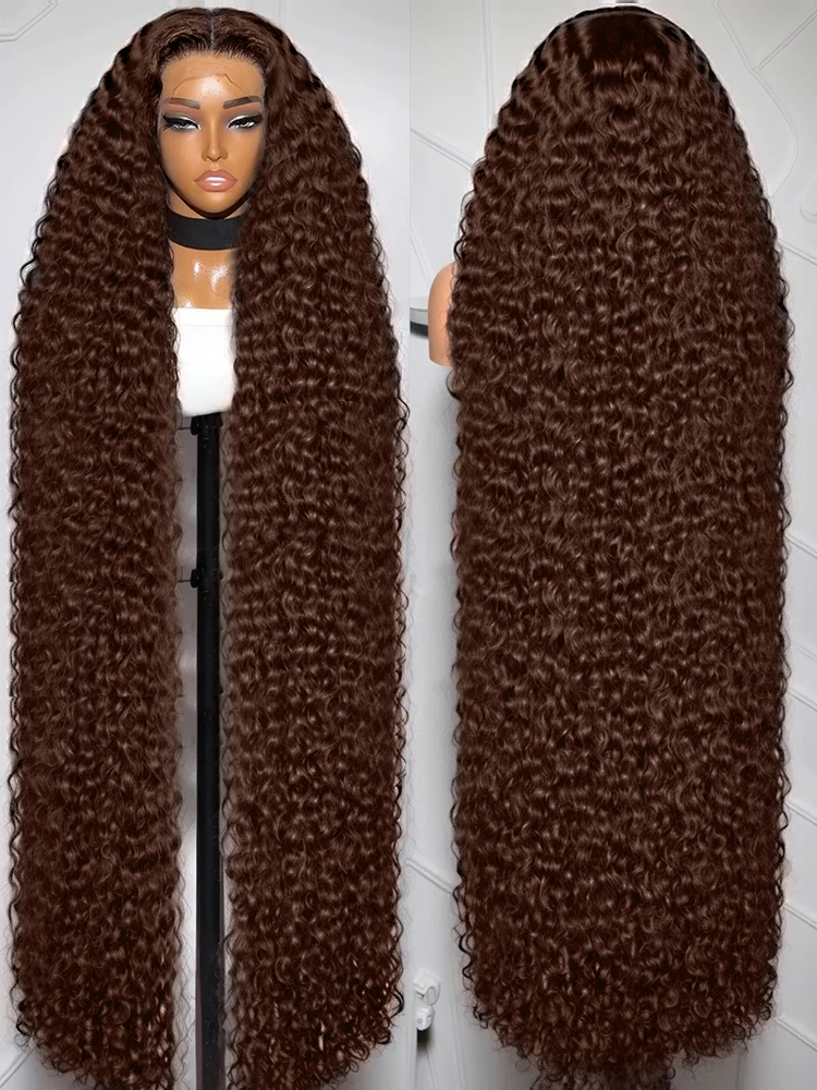 Human Hair Wig Curly Deep Wave Water Wave 30 40 Inch Transparent Lace Frontal HD 13x6 13x4