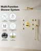 EVERSTEIN Luxury 12 Inch Thermostatic Shower Head System Wall Mount Rainfall Shower Faucet Set with Konb Diverter & Massage Jets 3