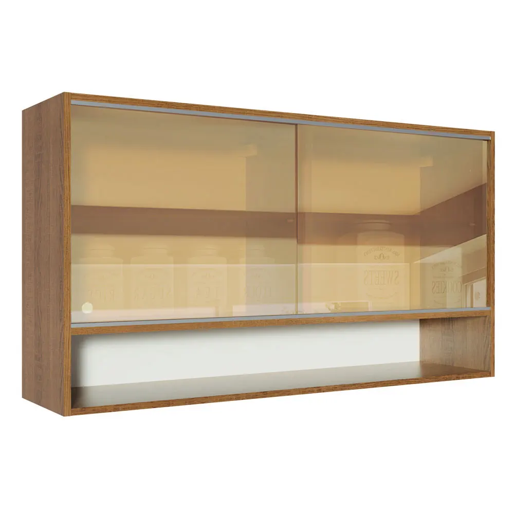 Alacena Madesa Glamy 2 Puertas Corredizas Blanco Color Marrón