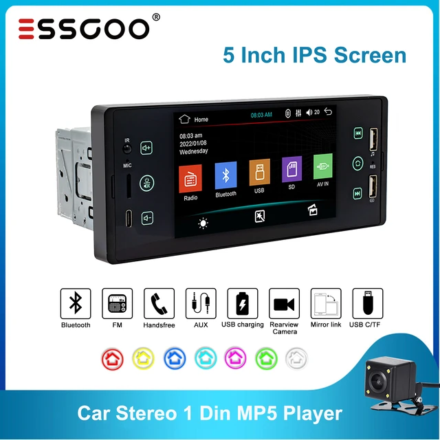 ESSGOO 1 Din Carplay Autoradio Bluetooth AM RDS MP5 Player 5.1