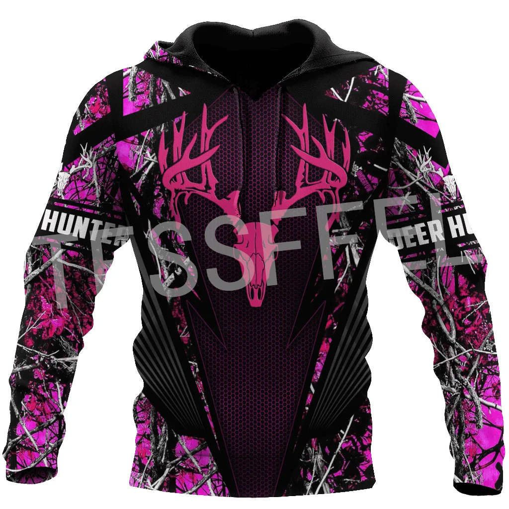 Custom Name Deer Hunting Animal Bow Hunter Camo Cosplay Tattoo Retro Tracksuit 3DPrint Harajuku Casual Pullover Jacket Hoodies P