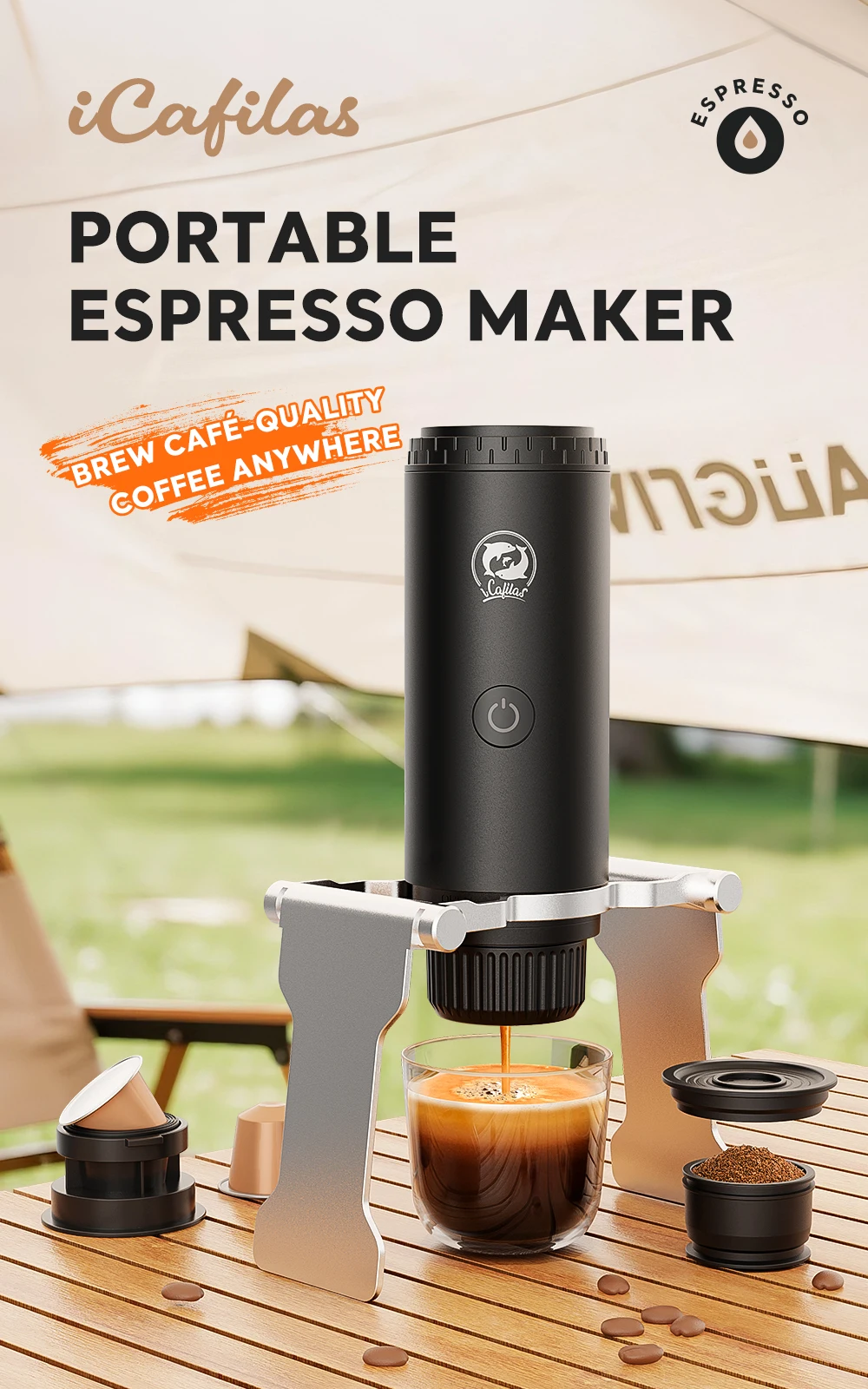 Description Picture 2 of itemPortable Espresso Coffee Maker 7800mAh 19Bar Pressure/Cold Brew/Heating Compatible With Capsules/Powder/USB-C Recharge