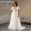 EVON BRIDAL Plus Size Wedding Dresses 2025 Bride Customized Short Sleeves Applique Sweep Train Vestidos De Novia Bridal Gowns 1
