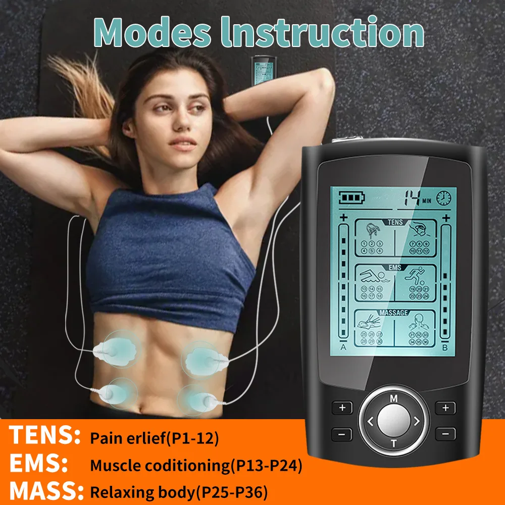 Tens Muscle Stimulator 36Mode Electric EMS Three Channel Acupuncture Body Care Massage Digital Therapy Machine Electrostimulator