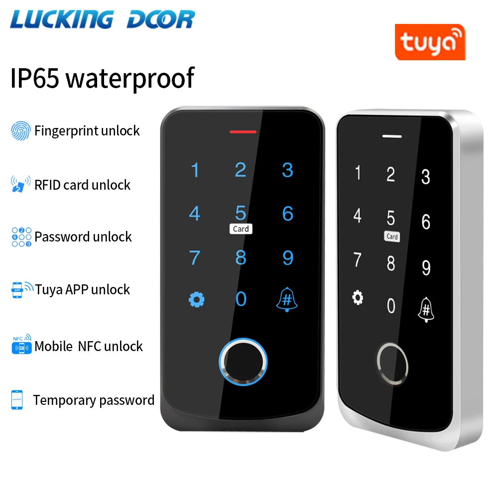 Fingerprint Access Control Keypad Waterproof Tuya APP Access Control Keyboard Bluetooth Remote Control RFID IC M1 Card Fingerprint Access Keypad Door Lock Opener