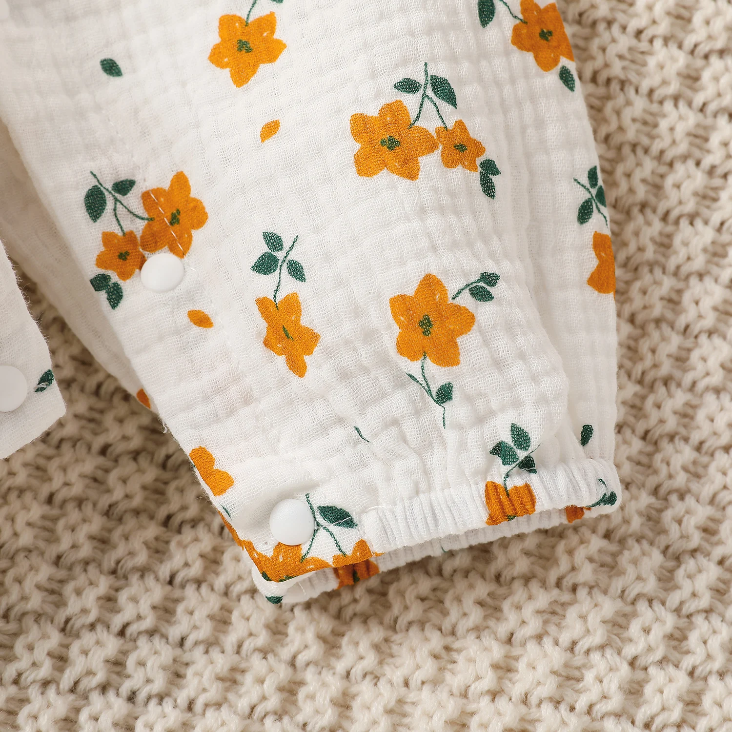 새  소녀의 긴 소매 인쇄 꽃 면 활 여름 Bobysuit 귀여운 점프 슈트