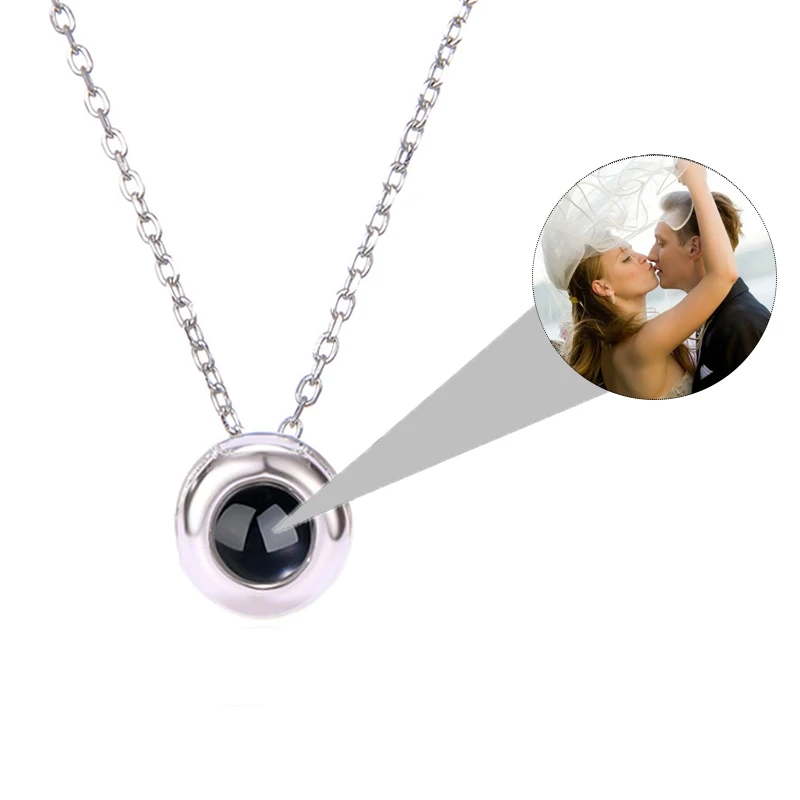 Dascusto Photo Projection Necklace For Women Custom Personalized Picture Round Necklace Anniversary Valentine's Day Gift To Love