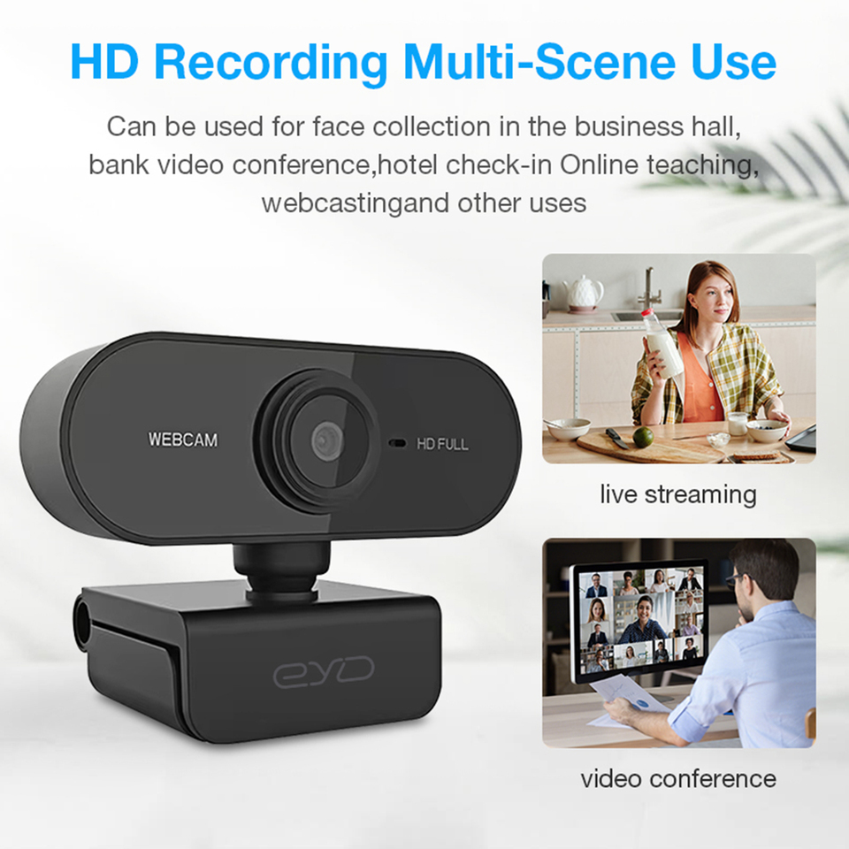 New 1080P Webcam Full 360° Rotatable Hd Web Camera With Microphone USB Plug Webcam For PC Computer Mac Laptop Desktop Camera