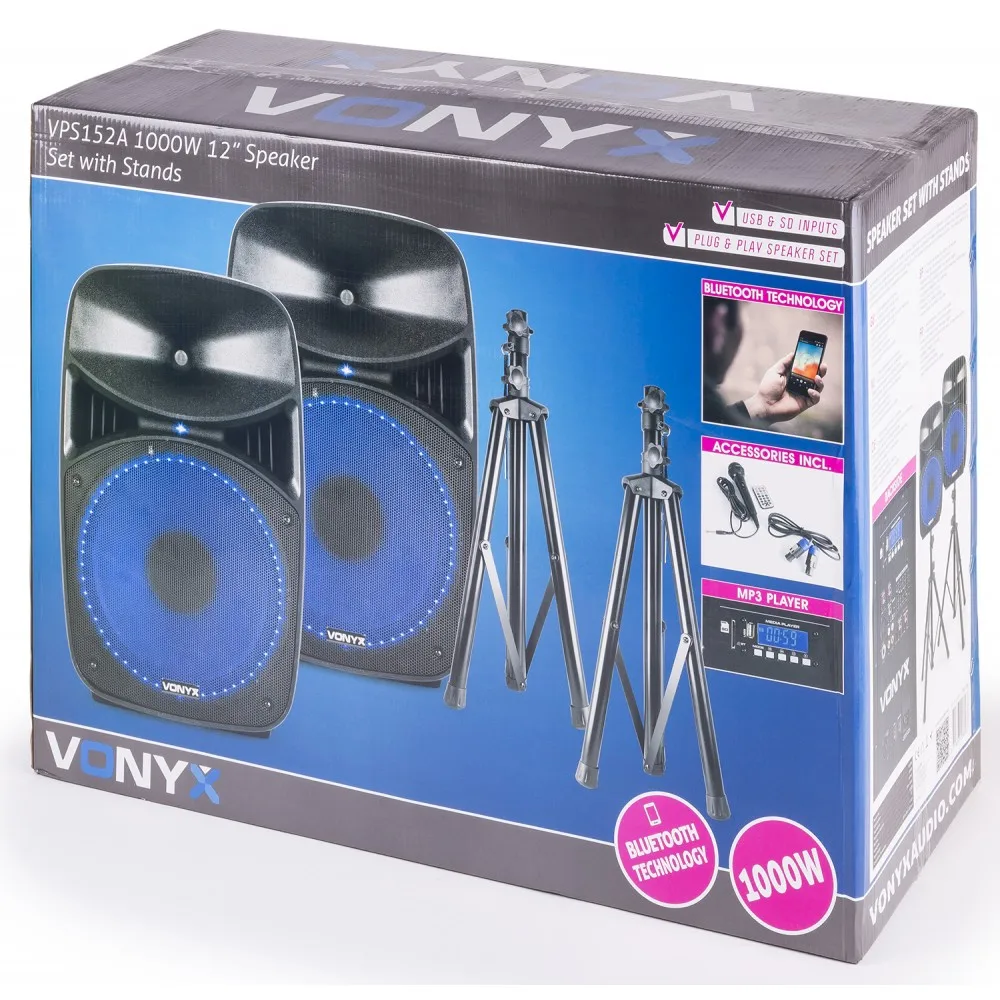 Vonyx VSA10BT Haut-parleur actif bi-amplifié 10 500W BT/MP3 - à prix  avantageux chez LTT