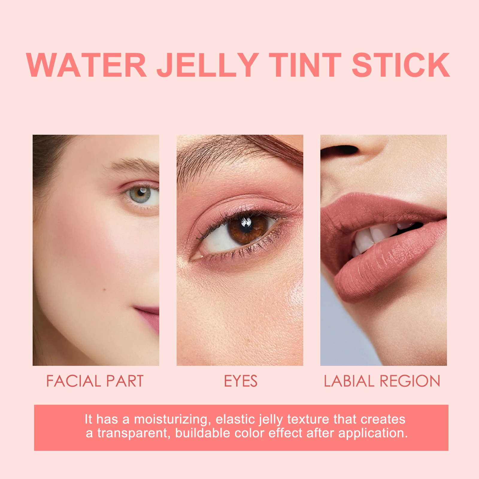 EELHOE Water Jelly Blush Stick Brighten Skin Lasting Waterproof Moistured Clear Lip Gloss Multi-use Matte Blush Korean Cosmetics 3