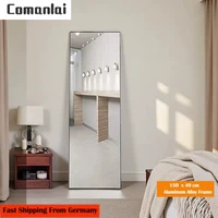 Зеркало для всего тела Comanlai 150x60 см, зеркало в полный рост с черной рамой из алюминиевого сплава, напольное зеркало для спальни, гостиной