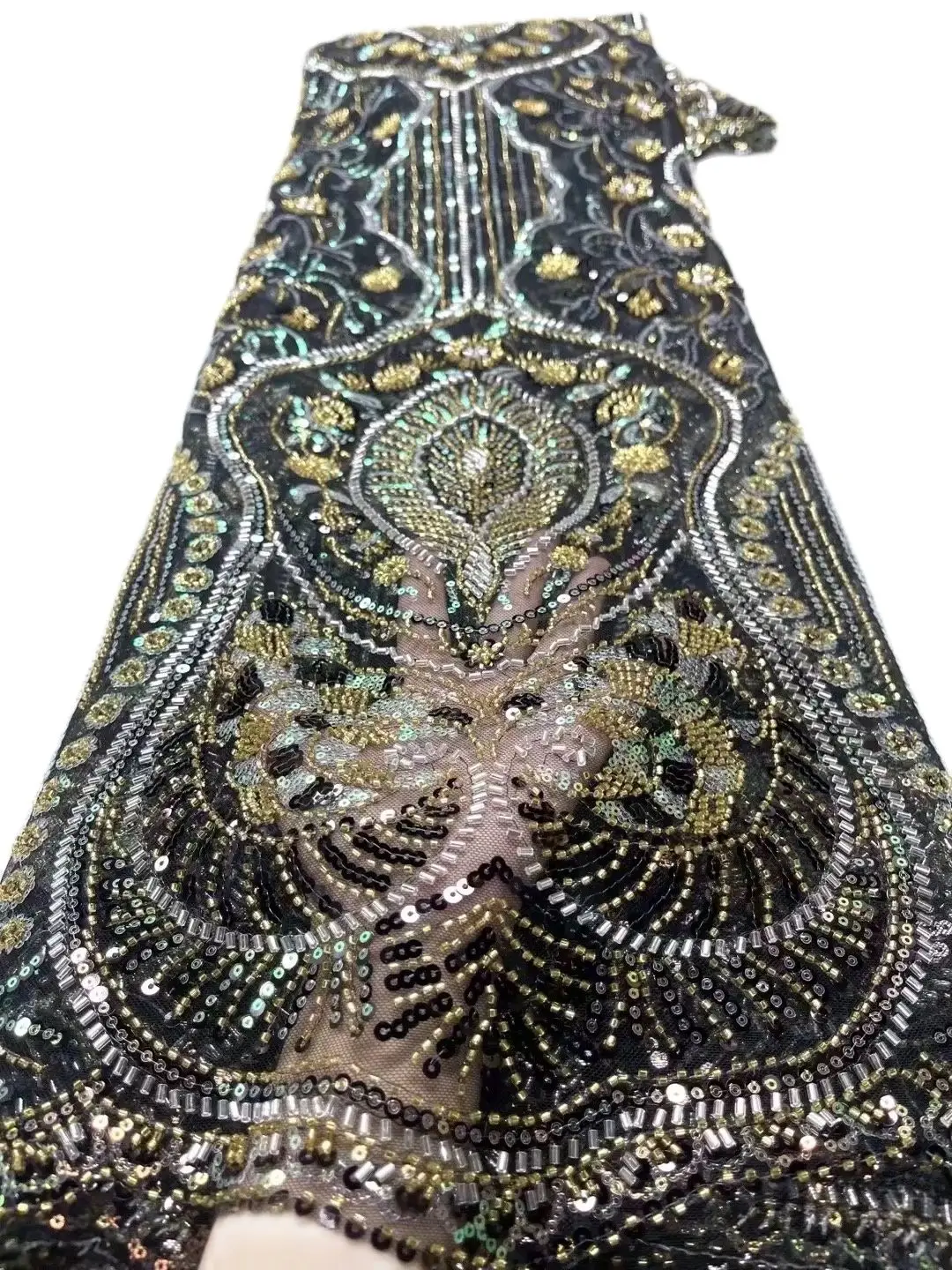 

2023 Newest French Tulle Lace African 3D Sequence Net Lace Fabric High Qulity Embroidery Lace Fabric For Evening Party Dress