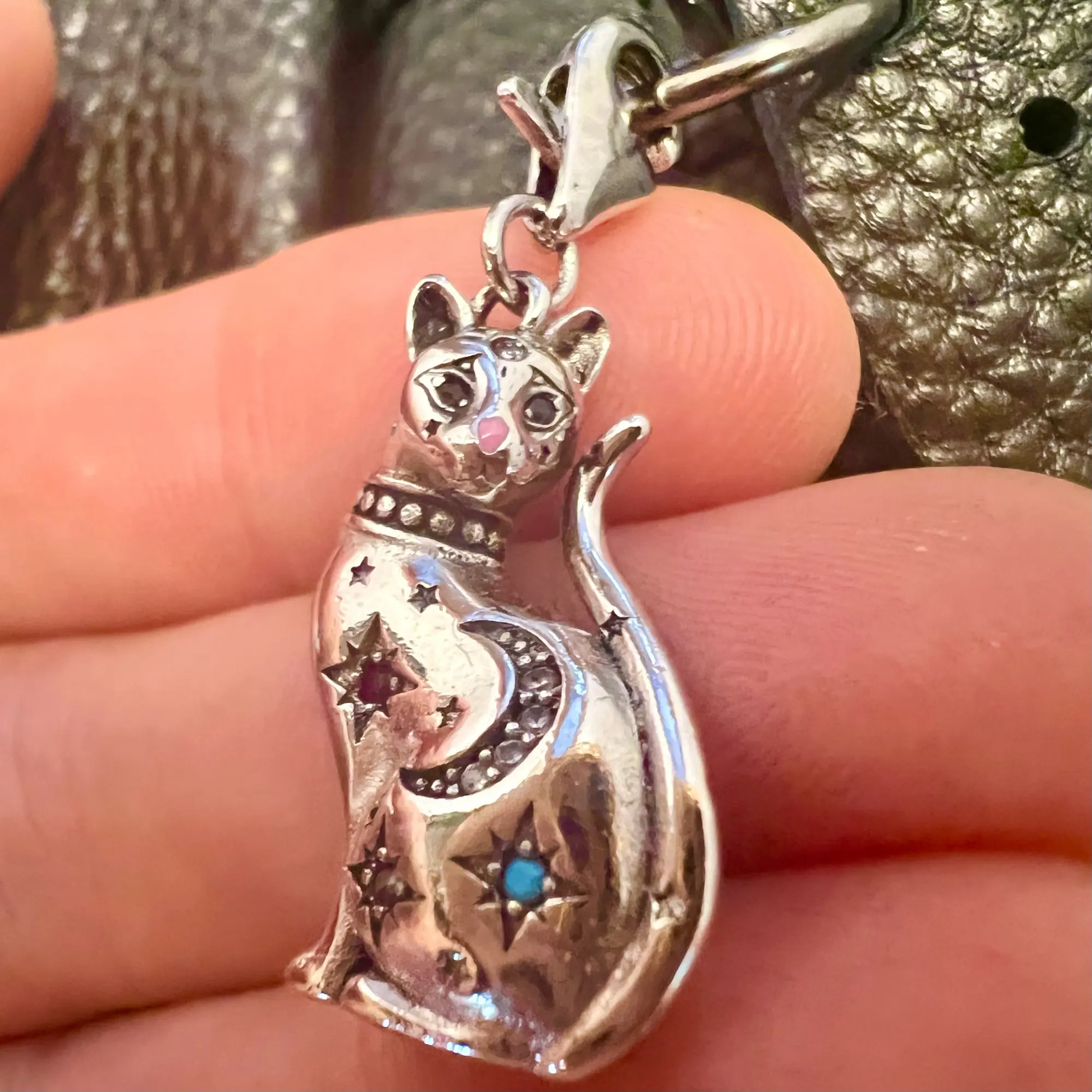 Mystical Cat Pendant - Unique Silver Cat Jewelry for Cat Lovers and Yoga Enthusiasts