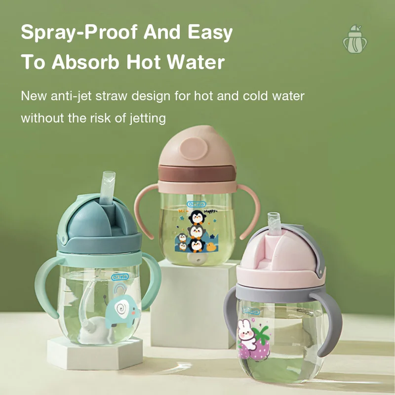 MAMIJOY 250ML 중력 볼 및 핸들 및 스케일이있는  학습 마시는 컵 누출 방지 내열성  물 컵 BPA FREE BY01