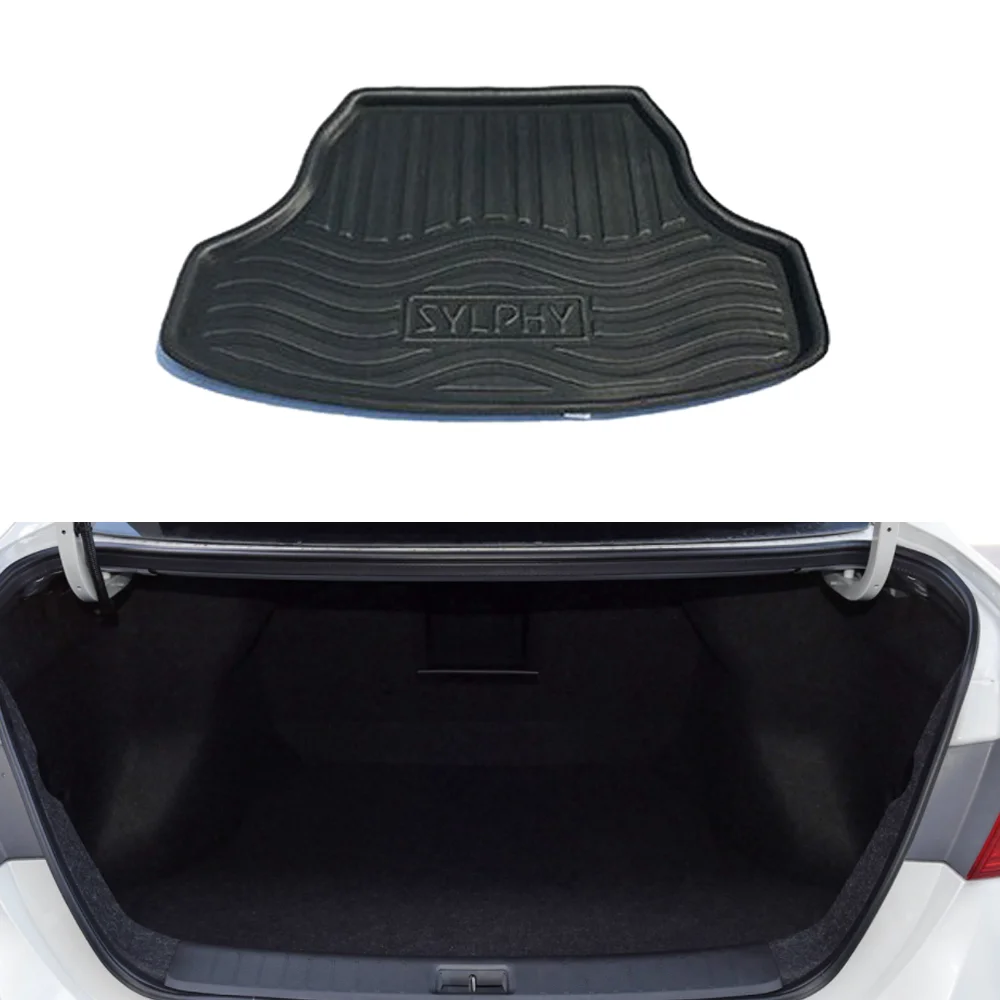 Car Rear Trunk Mat for Nissan Sentra SR B17 SV Sylphy 2013~ 2014 Rug Luggage Cover Tray Panel Pad Liner Accessories