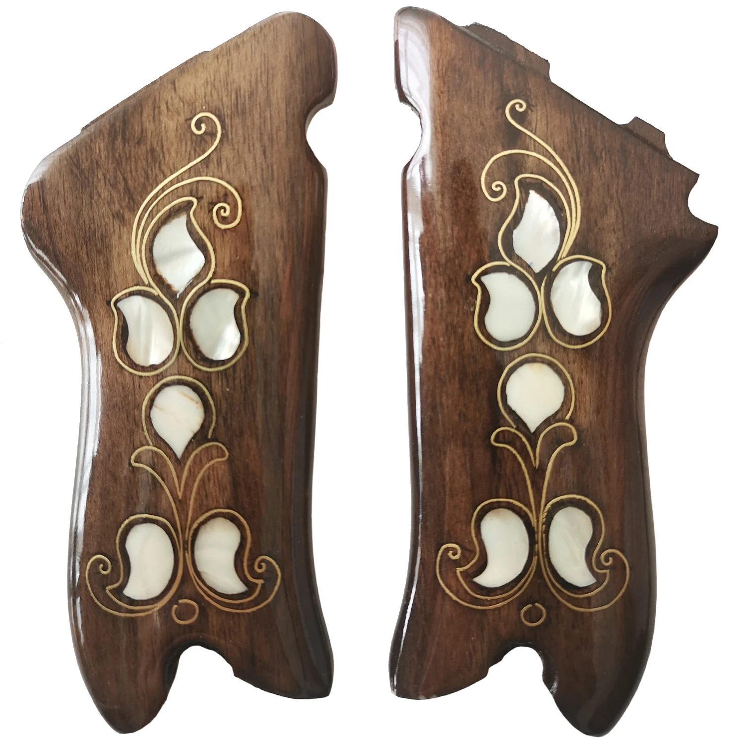 

Luger P-08 Parabellum Compatible Wooden Handle Set with Mother-of-Pearl Detail
