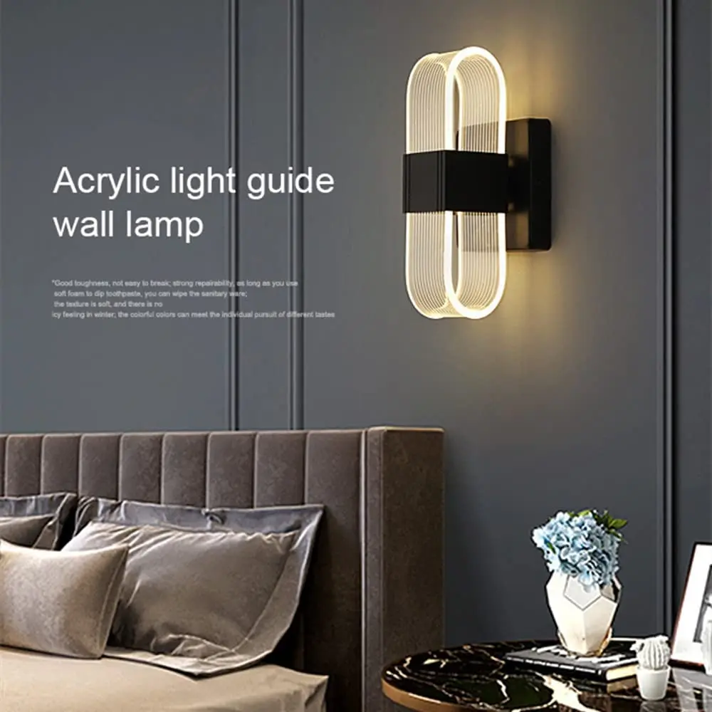 Modern Acrylic LED Wall Lamp,LED Indoor Wall Lamps,Bedside Night Lights,3 Lighting Colours Adjustable Wall Light For Bedroom