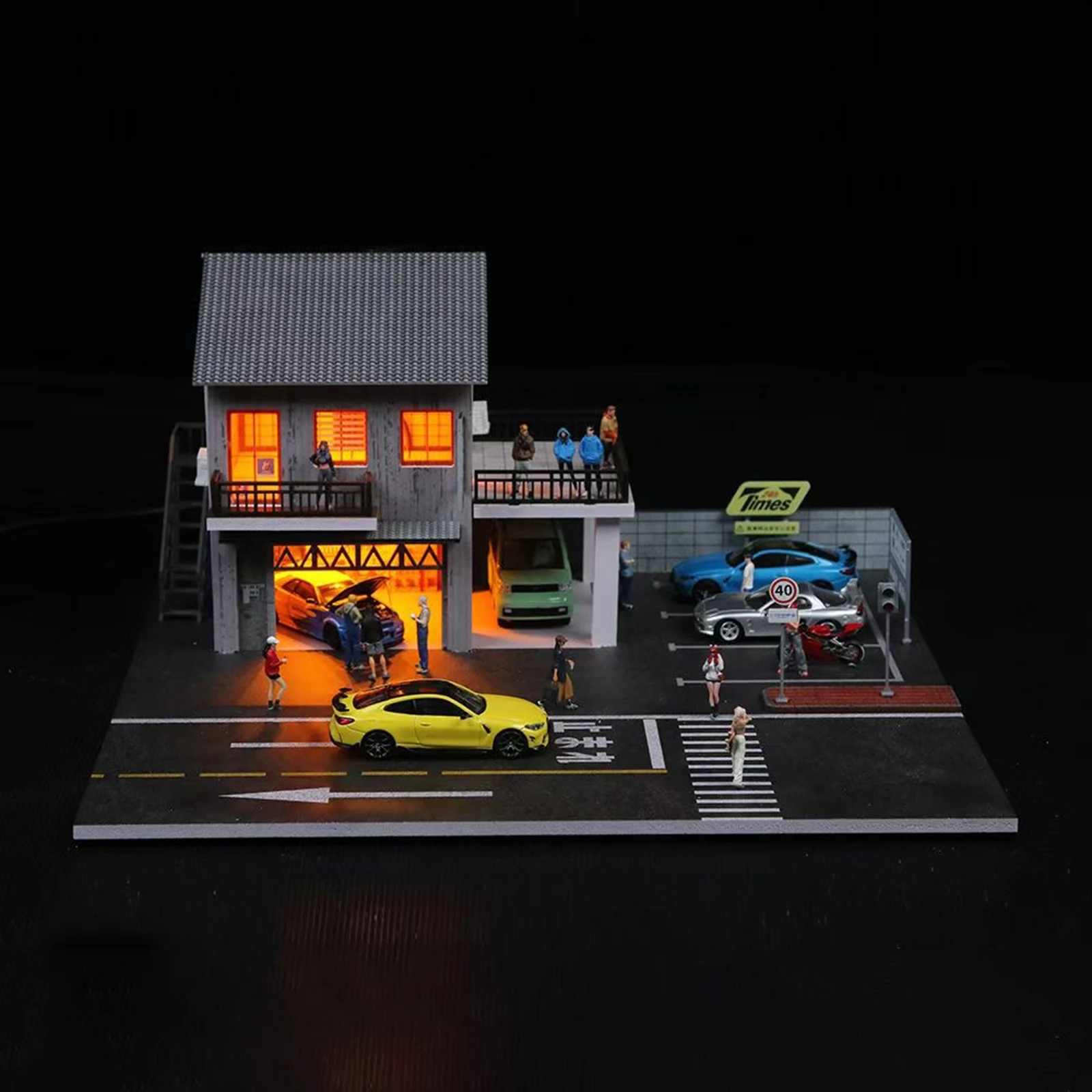 1:64 주차장 모형 자동차 다이캐스트 차고 레이아웃 장식품 미니 지하 차고 디오라마 모형 어린이 남자아이 장난감