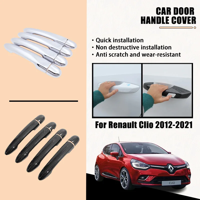 

Door Handle Covers For Renault Clio 4 IV Lutecia BH KH 2012-2021 2013 Chrome Car Accessories Catch Rustproof Stickers Styliny