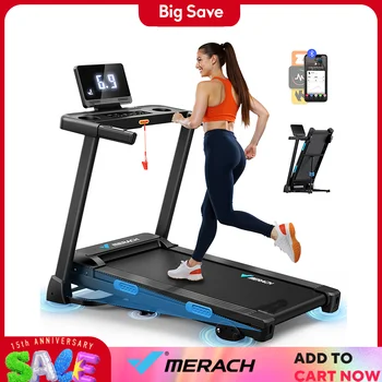 MERACH Foldable Treadmill T12 Incline Quiet Treadmills Double Deck Technology 4 Silicone Shock Cushion Heart Rate Monitoring 1