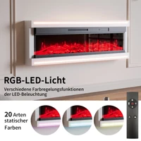 Cheminée électrique murale avec éclairage d'ambiance LED, 50 pouces, flamme de bois simulée 12 couleurs. 4