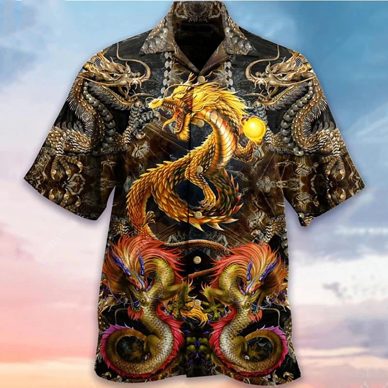 Men-s-Hawaiian-Shirt-Dragon-Print-3d-Print-Cool-Streetwear-Fashion ...