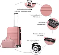 Ensemble de valises KONO 4 pièces : 20+24+28 pouces + sac de voyage, coque rigide ABS+PC avec serrure TSA et roulettes silencieuses, idéal pour toute la famille 3