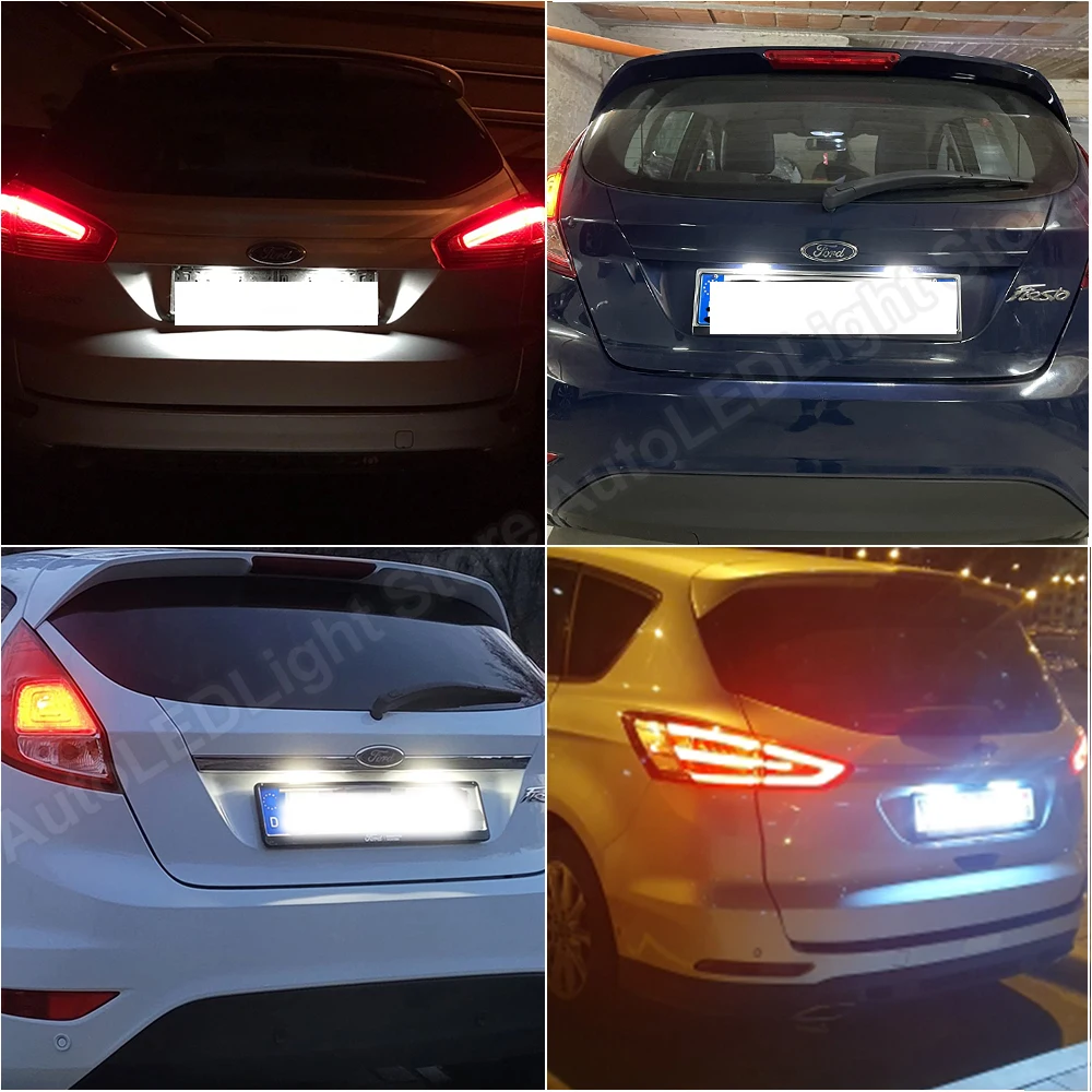 2PCS LED License Plate Light For Ford Focus2 Mondeo4 Fiesta