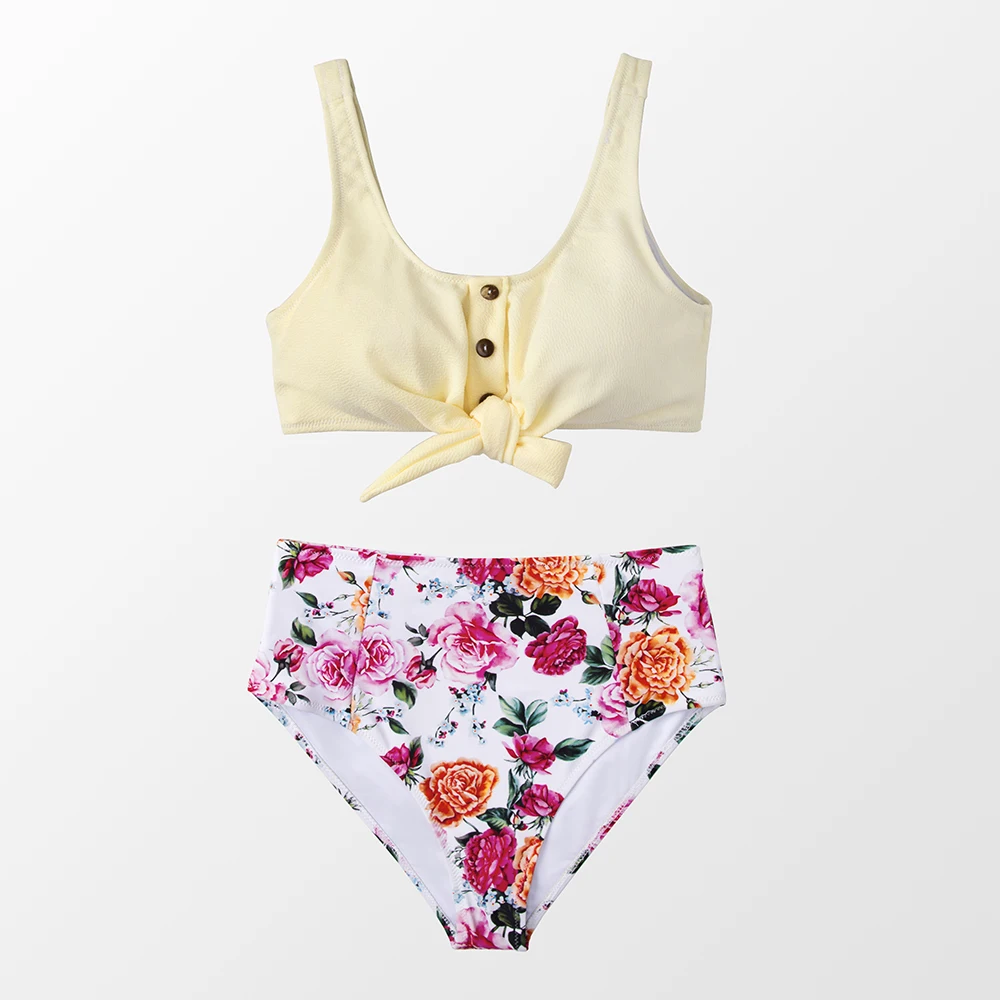 Cupshe Underwire Push Up Textured High Waist Bikini Set Swimsuit For