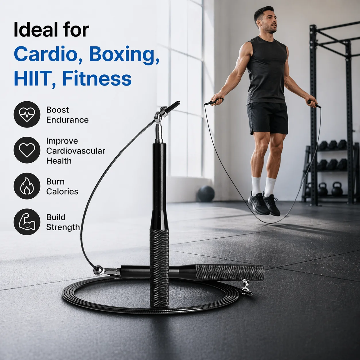 High-Speed Adjustable Jump Rope with Aluminum Handles and Durable Carry Bag