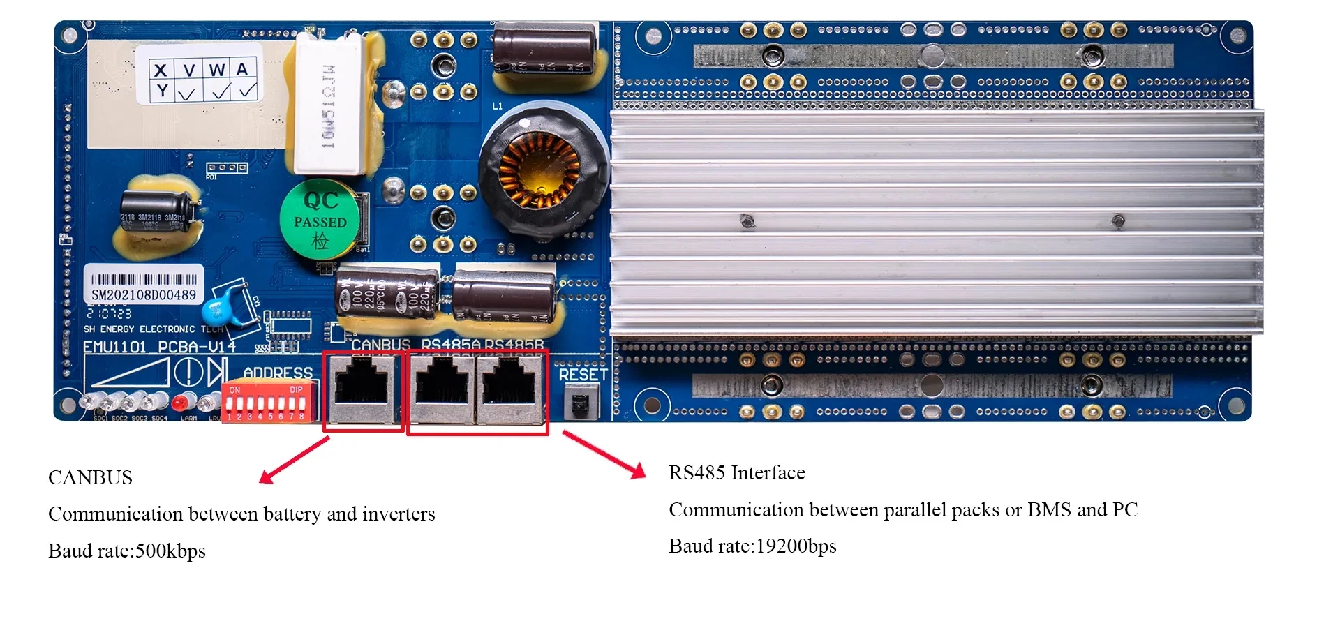48V 16S 200A BMS With Bluetooth CAN CAN RS485 to Inverter RS485 to Communication