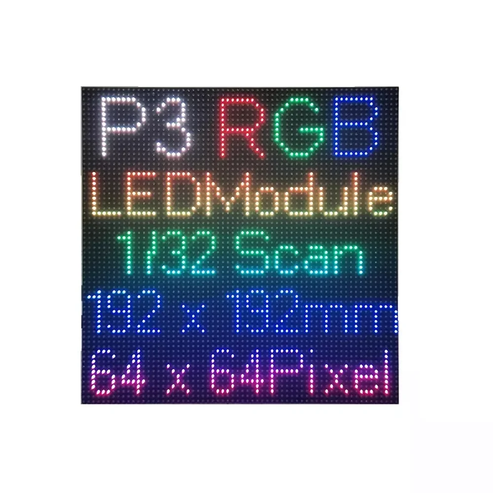 

P3 indoor 192*192mm SMD 64x64 Dots 1/32 Scanning full color HD LED display module