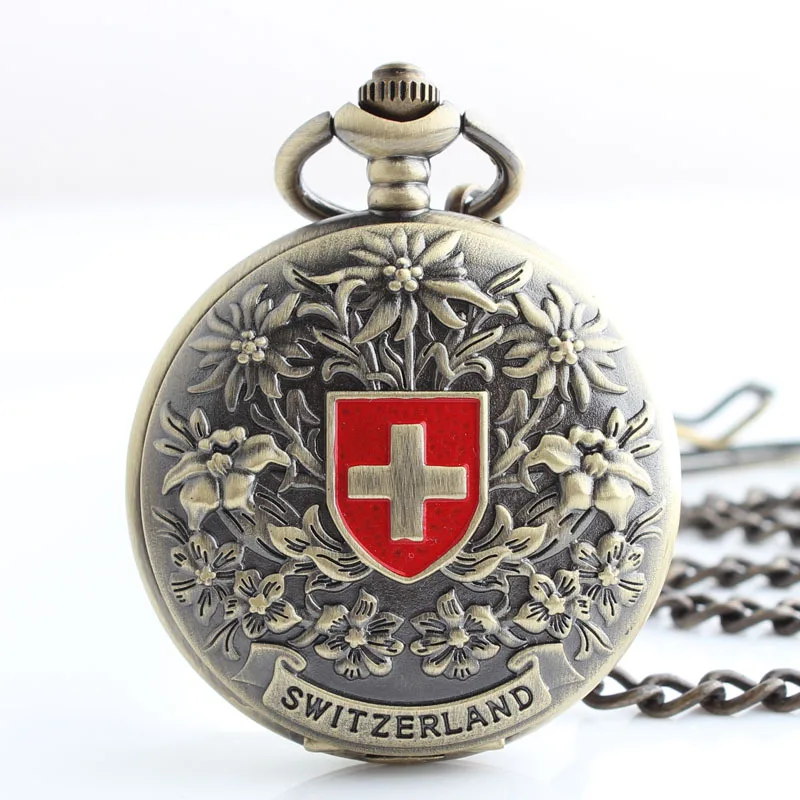 

Vintage Swiss Red Cross Pocket Watch Mechanical Unisex Fashion Necklace Pendant with Chain Gifts For Men Women