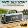 ANC 100W 7-speaker subwoofer portable speaker with dual wireless microphones 12 hours, RGB, waterproof, FX, EQ, U disk, TF, AUX 1