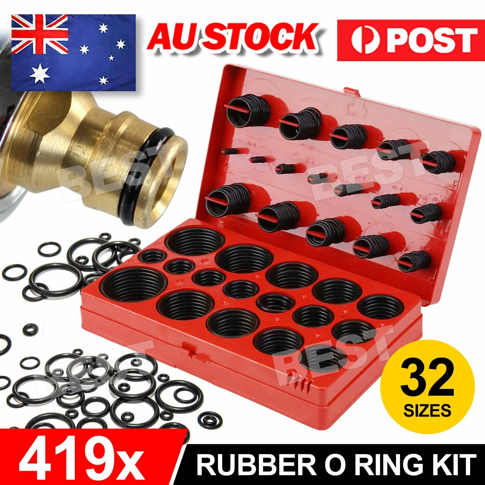 419 PCS Rubber O Ring Kit Metric Grommet Seal Plumbing Garage O-Ring Assortment