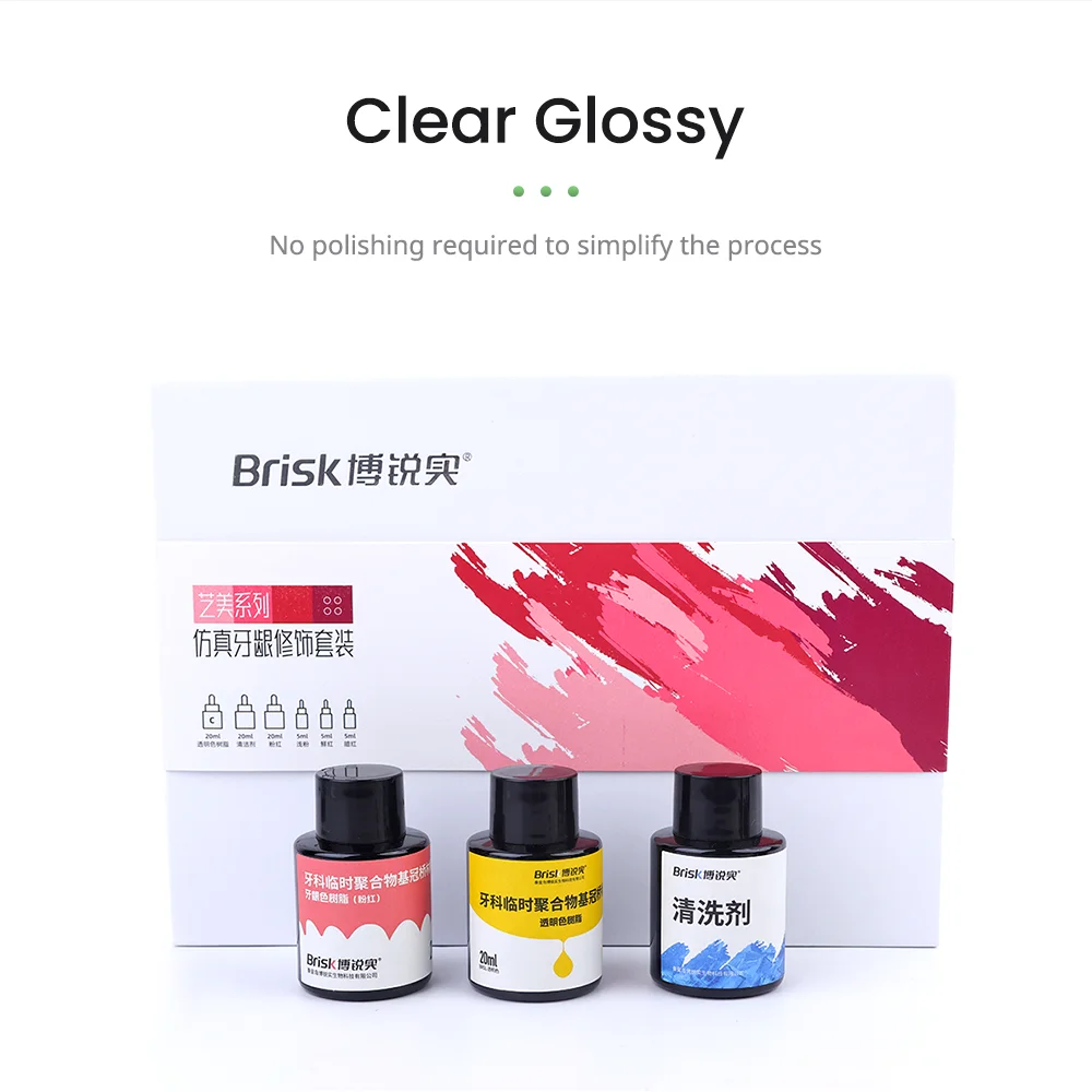 Dental Simulated Gum Modification Kit for Polymerised Ceramics/Print Resin/Acrylic PMMA Dental Light Curing Stain Glaze
