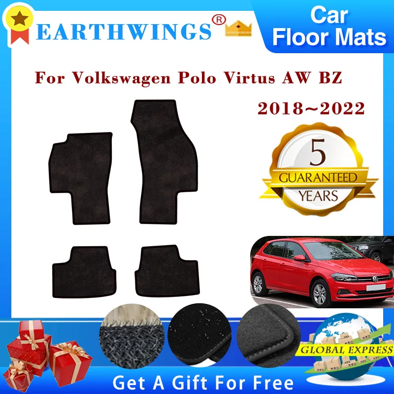 Car Floor Mats For VW Volkswagen Polo Virtus AW BZ 20182022 Rugs Panel