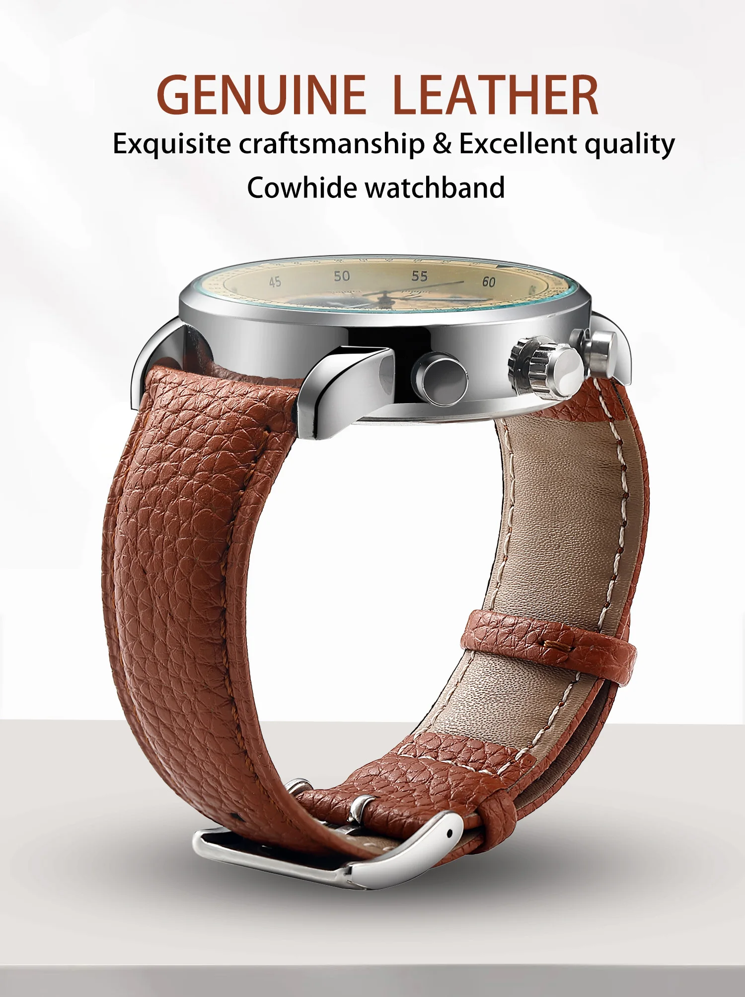 Luxurious Top Grain Leather Watch Straps - Premium Replacement Bands