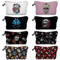 Ladies Cosmetics Storage Bag Outdoor Toiletry Bag Women's Toilet Bags Beach Mini Skull Print Portable Travel Women's Makeup Bags 1