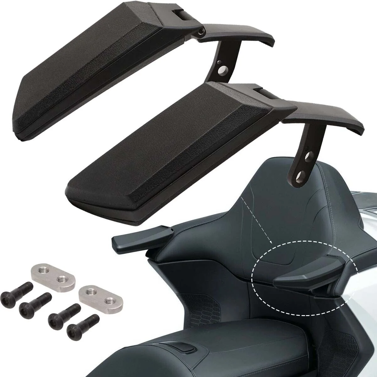 Motorcycle Adjustable Black Rear Passenger Armrest Kits For Honda ...