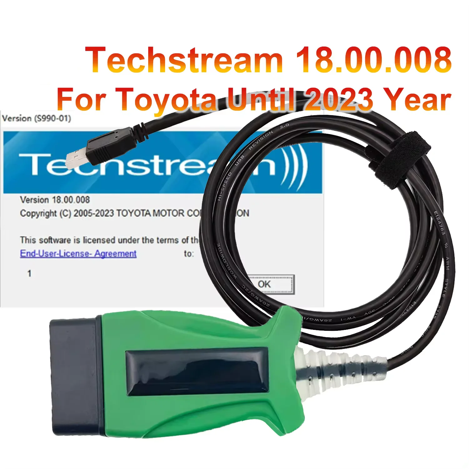 DLC3 Techstream V18.00.008 per Toyota 2 TIS V165 J2534 Passthru OBD2 OBDII Cavo diagnostico per auto scanner fino a 2023 anni - Image 5